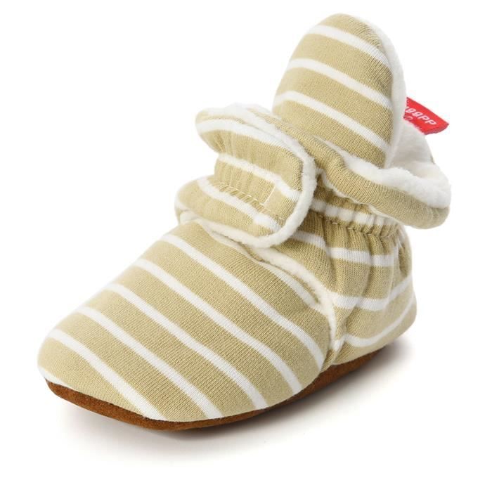 Chaussons Bébé Tricotés - Chaussettes Nouveau-né 0-12 Mois - Coton Bio, Doux, Coloris Uni