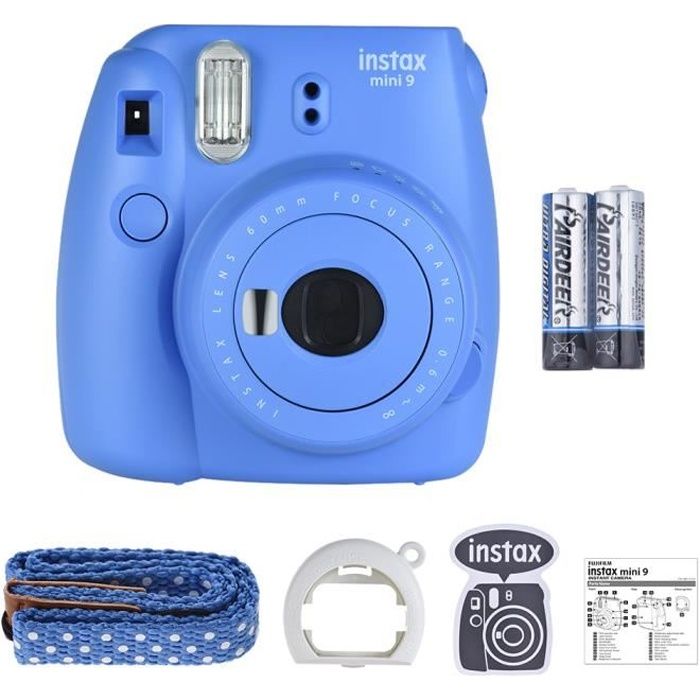 Fujifilm Instax Mini 9 Appareil photo à impression instantanée avec Miroir Selfie+2pcs Batterie
