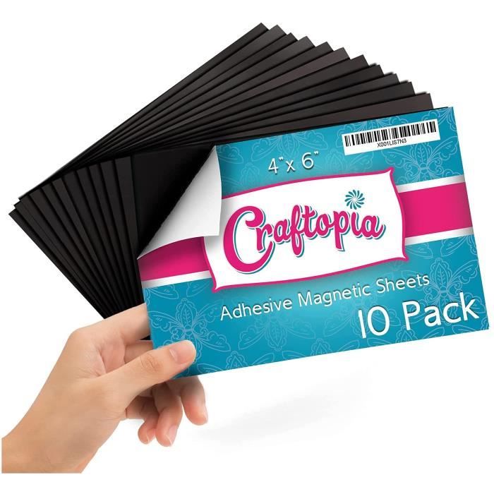 Feuille Magnétique 10 x 15 cm Paquet de 10 Feuille Flexible et Aimantée Auto-A|blanc,10 x 15 cm Paquet de 10|