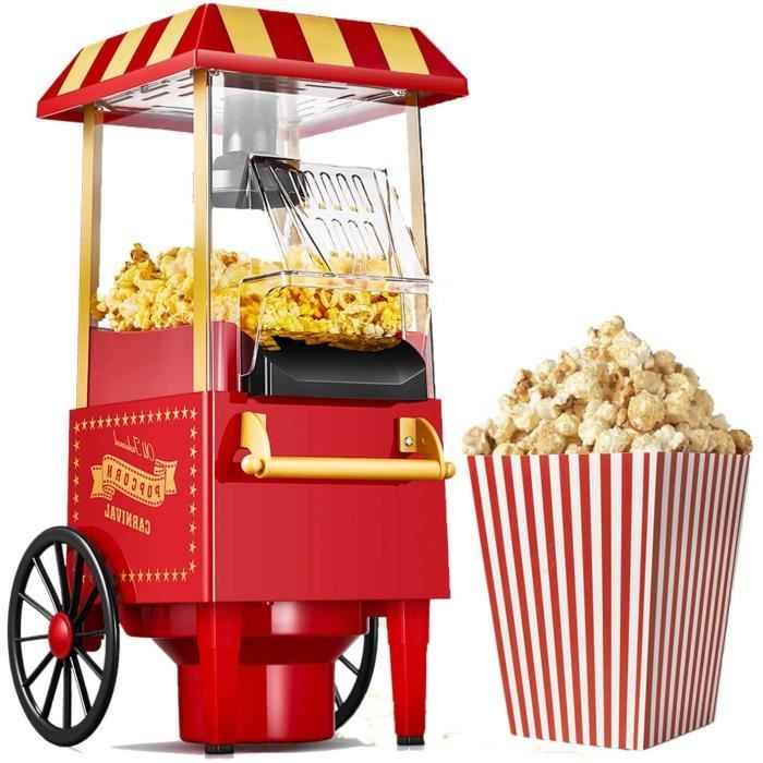 Machine à Pop Corn pour la Maison Machine à Pop-corn Rétro 1200W Air Chaud sans Graisse sans Huile sans BPA & Santé A6