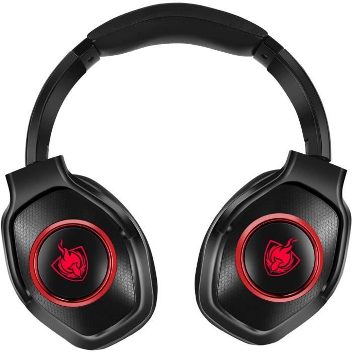 NITHO Titan Pro Casque Gaming PC/PS4/PS5 - Micro Amovible, Son Surround 7.1, Haut-parleurs 50mm, RVB - Noir