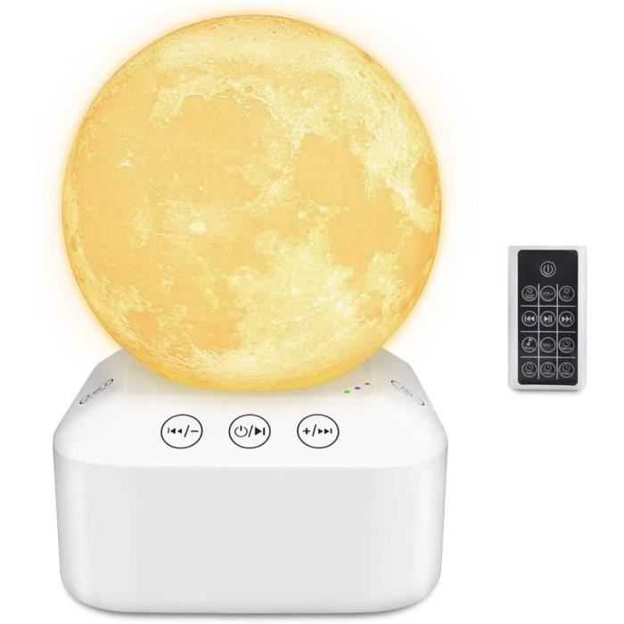 Veilleuse pleine lune - HOSMART- Luminaire - Lampe à poser 7 couleurs - Boîte à musique 10 sons