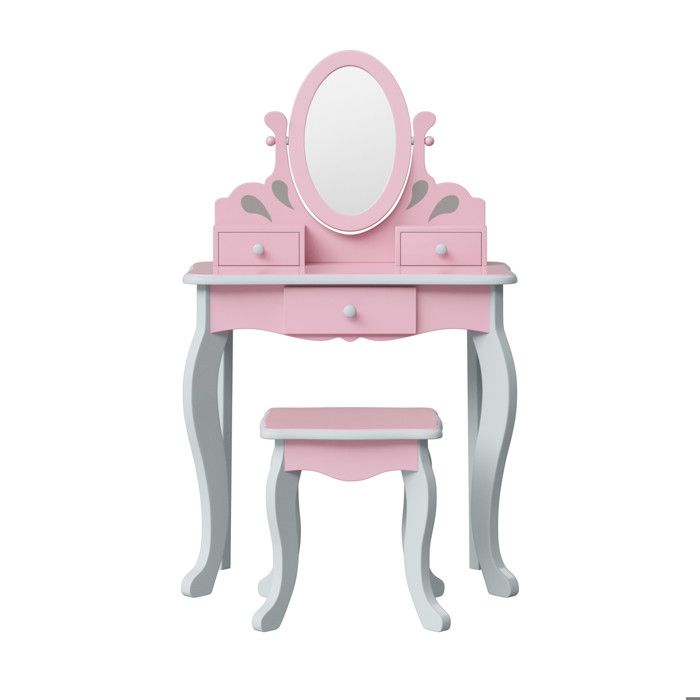 Coiffeuse enfant Teamson Kids rose/gris 63 X 32 X 99