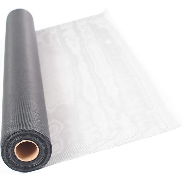 Toile moustiquaire TESO Tissu en fibre de verre à la découpe Couleur noir ou gris Qualité