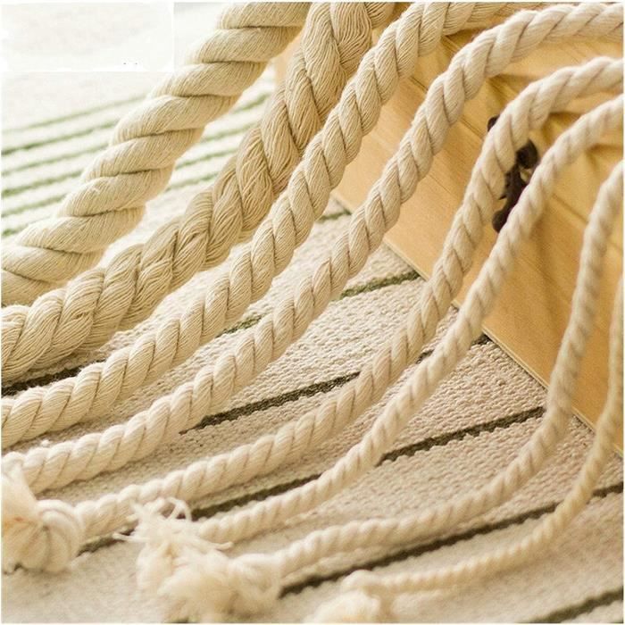 Corde Décorative En Coton Torsadée 6mm - 5 Mètres, Pour Bricolage, Décoration Maison, Textile