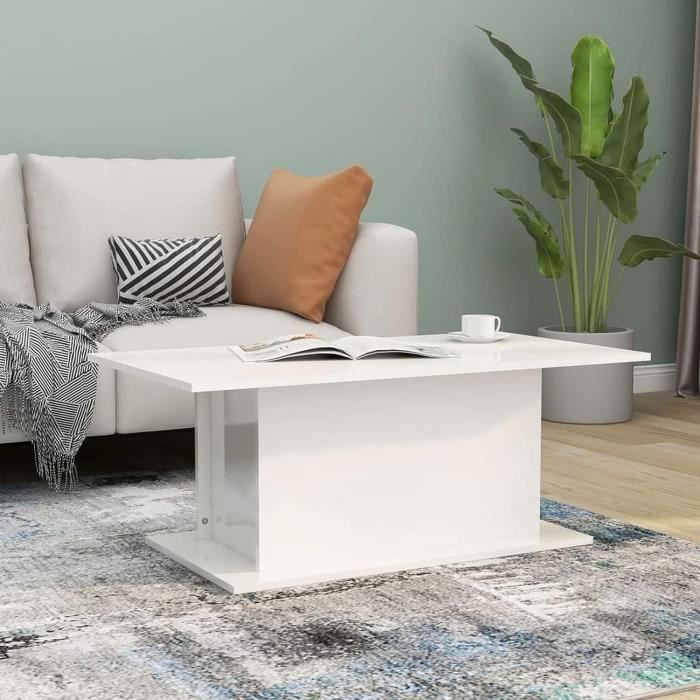 Table Basse Vicco Fabien – Blanc Sonoma – 100x60x45.5 Cm – Panneau Aggloméré – Moderne – Neuve
