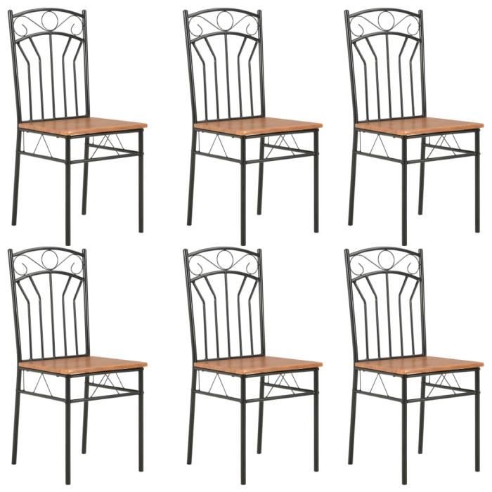 Chaises à manger Contemporain MVS - lot de 6 marron MDF227 Kg