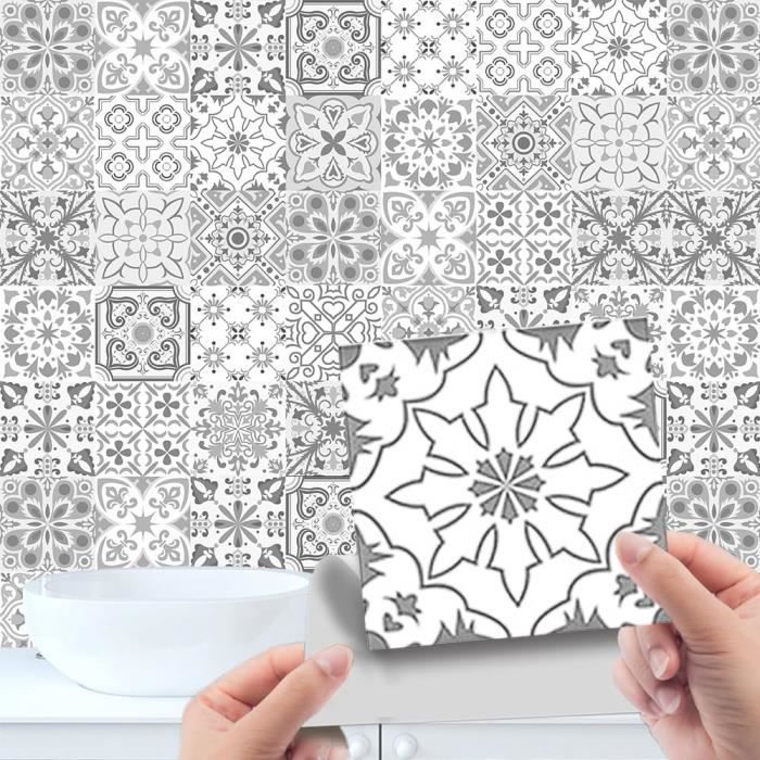 Autocollants Muraux Mosaique PVC – Lot De 10/20/50 Pièces étanches Pour Carrelage