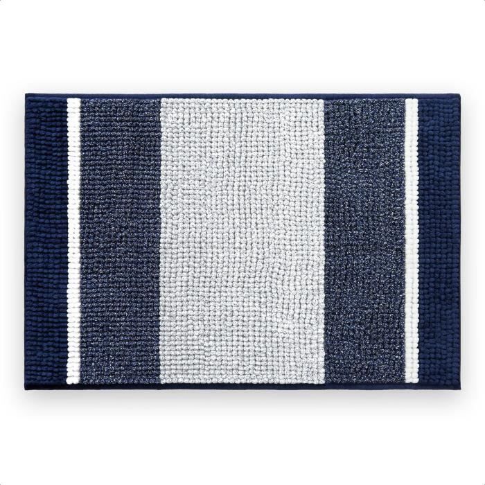 Tapis De Toilette Absorbant Antidérapant Carvapet Microfibre Bleu 51x61cm Contour WC