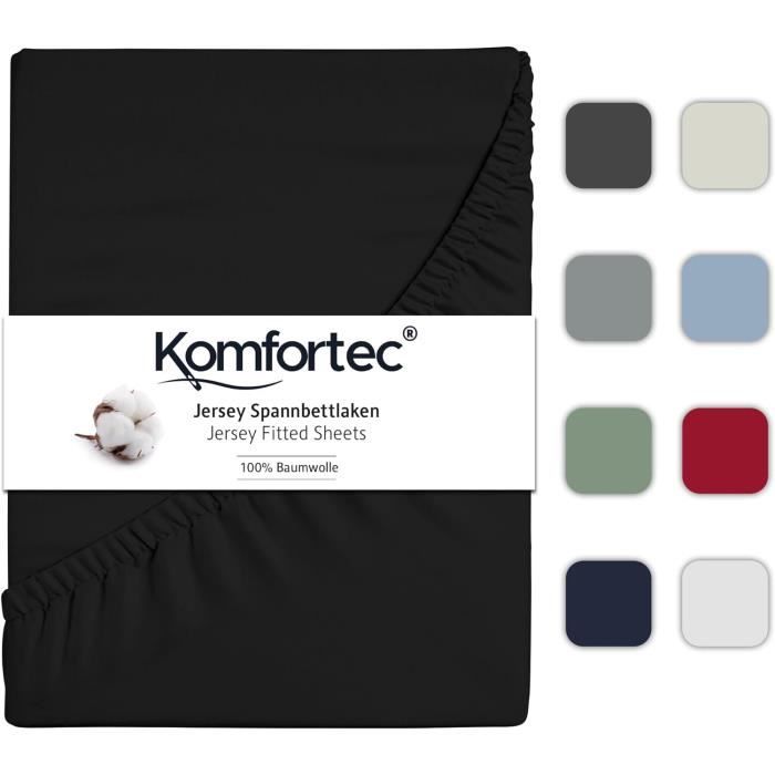 Drap Housse 200x200 cm - Comfortec - 100% Coton - Noir - Cdiscount Maison