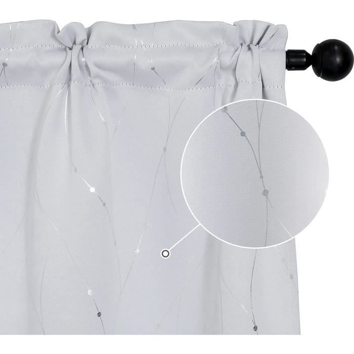 Rideaux Occultants Thermiques – Motif Fleurs étoiles Tourbillons – Double Panneau 110 X 215 Cm – Œillets Argentés – Isolation Chaleur Et Bruit