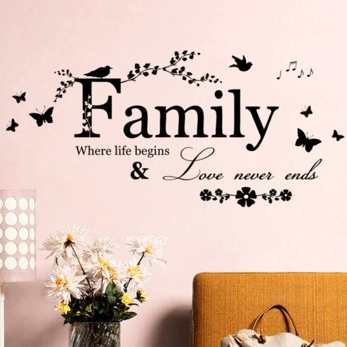 Love Family Never Ends Citation Vinyle Mur Sec Lettrage Mots Wall Art Mur 3d Autocollant Decoration Decoration De Mariage Cdiscount Maison