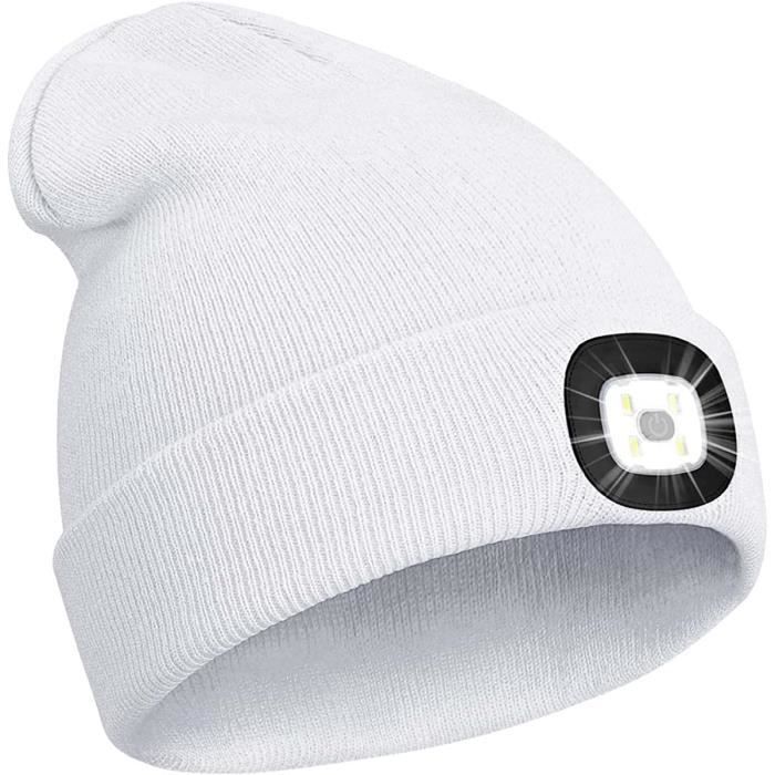 Bonnet à LED Rechargeable - Lampe Frontale Intégrée - Unisexe Taille Unique - Noir