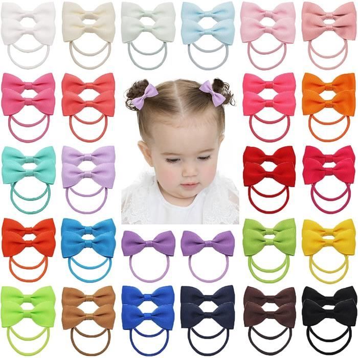Lot De 20 Nœuds Pour Cheveux Filles - Boucles Rouges Et Jaunes, Pinces Douces Pour Bébé Et Enfant