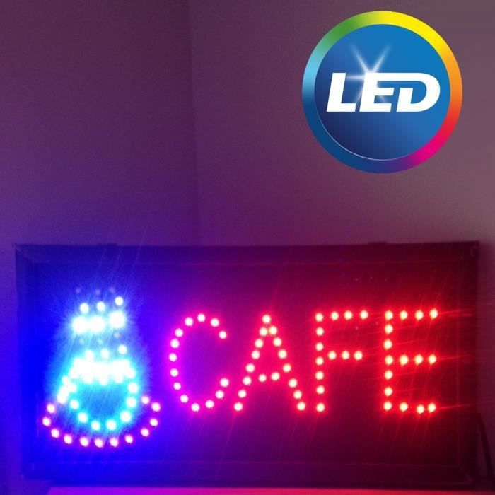 Enseigne Lumineuse Led Cafe Panneau Publicite Boutique Pour Vitrine De 48 X 25 Cm Accrochable Cdiscount Maison