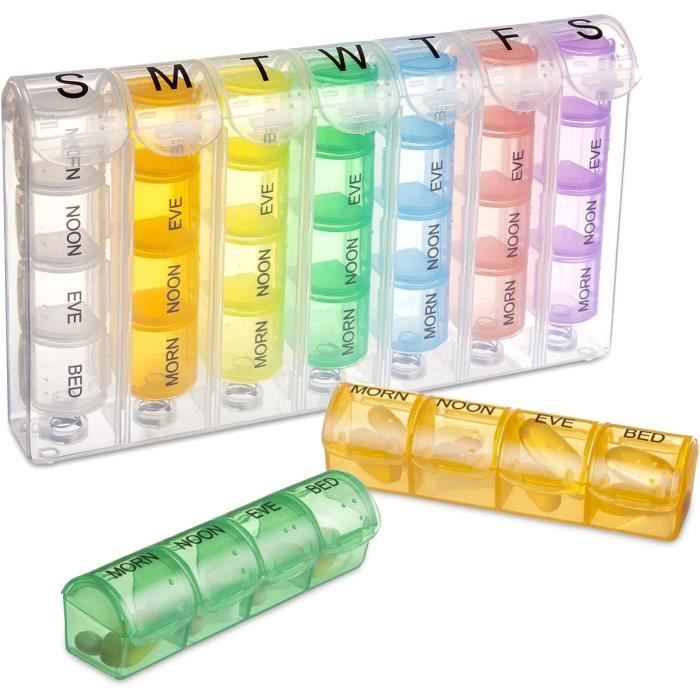 Pilulier Hebdomadaire Safe+Sound – Grand Format, 7 Compartiments Détachables