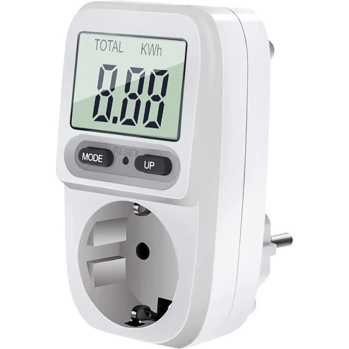 Prise wattmètre, Mesure de la consommation électrique, Prise compteurs  d'énergie, Consommation du compteur de puissance Économiseur d'électricité  3680W 16A (1 paquet)