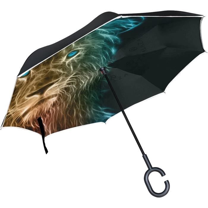 Parapluie inversé Pliant à Double Couche Coupe-Vent avec poignée en Forme de C Parapluie Droit Anti-UV Coupe-Vent Anti-UV pour Une Utilisation en extérieur Mimir-T Double Parapluie inversé 
