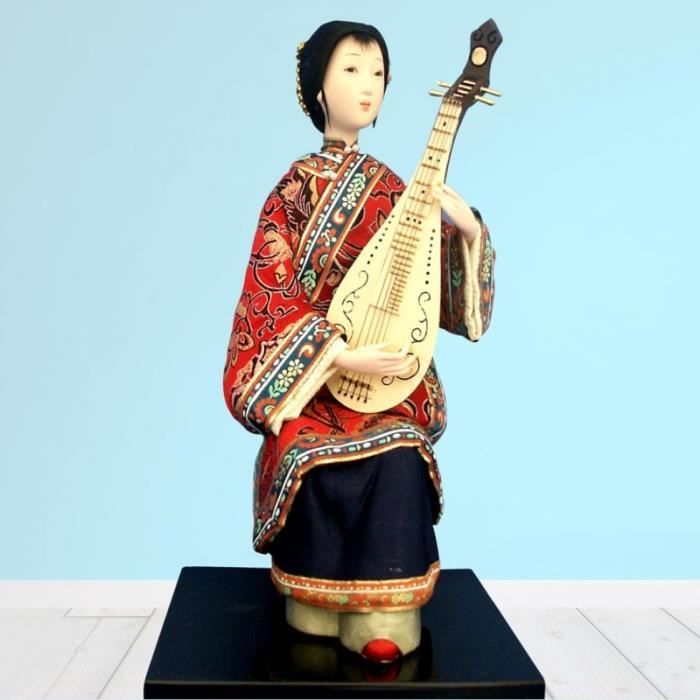 Figurine Chinoise Femme avec Instrument à Cordes 