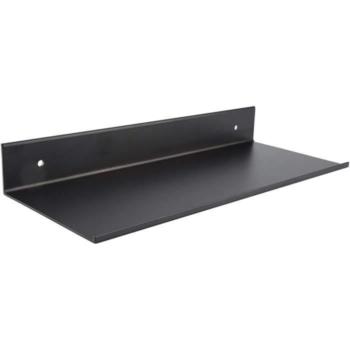 Étagère Murale Flottante Noire En Bois - 42cm, Capacité 18kg, Style épuré Pour Rangement Déco Chambre/bureau - 13