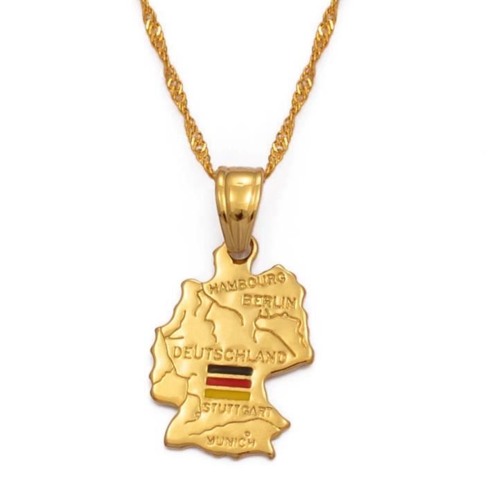 UOMSKTY France Réunion Carte Pendentif Collier - Clavicule