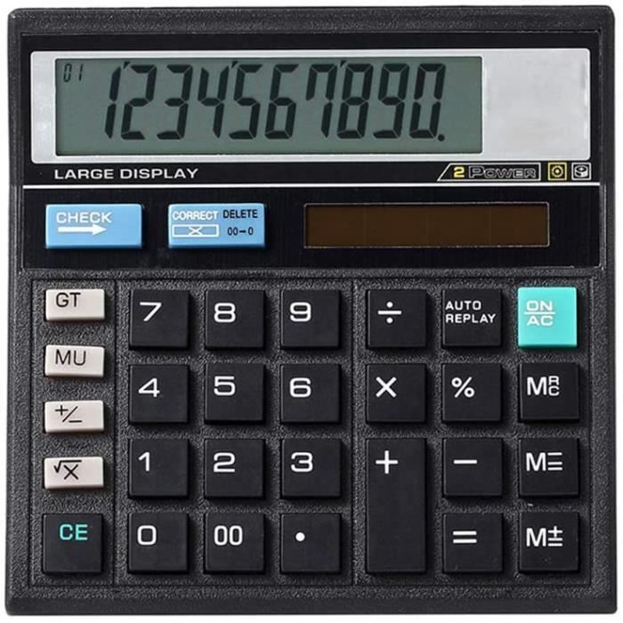 Calculatrice De Bureau, Affichage LCD 12 Chiffres, Batterie Solaire