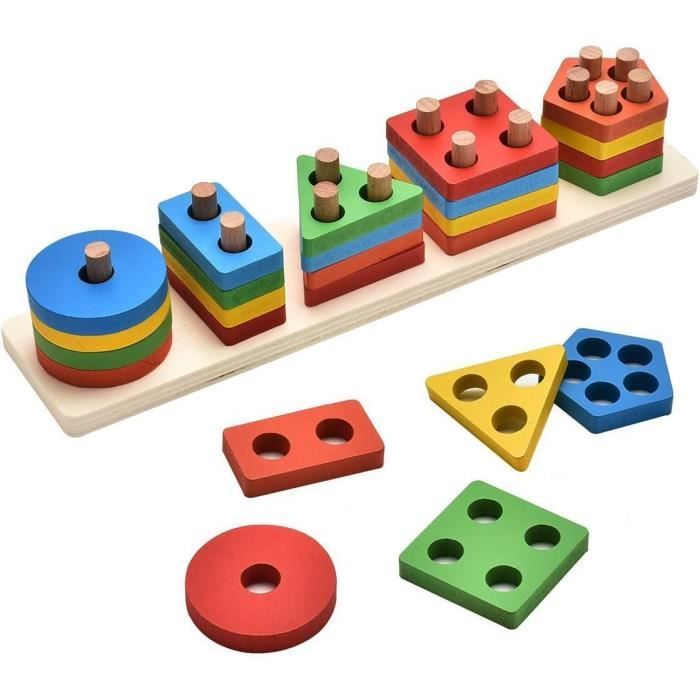 Puzzle Jouet Casse-tête en Bois 9 Pièces Forme Géométrique pour Enfant Bébé  - Cdiscount Jeux - Jouets