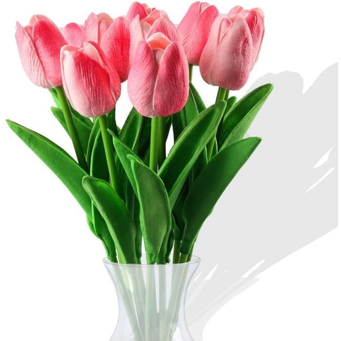 10pcs/Lot Fleurs Artificielles Tulipes Avec Feuilles Fleurs Bouquets Mariage Décoration