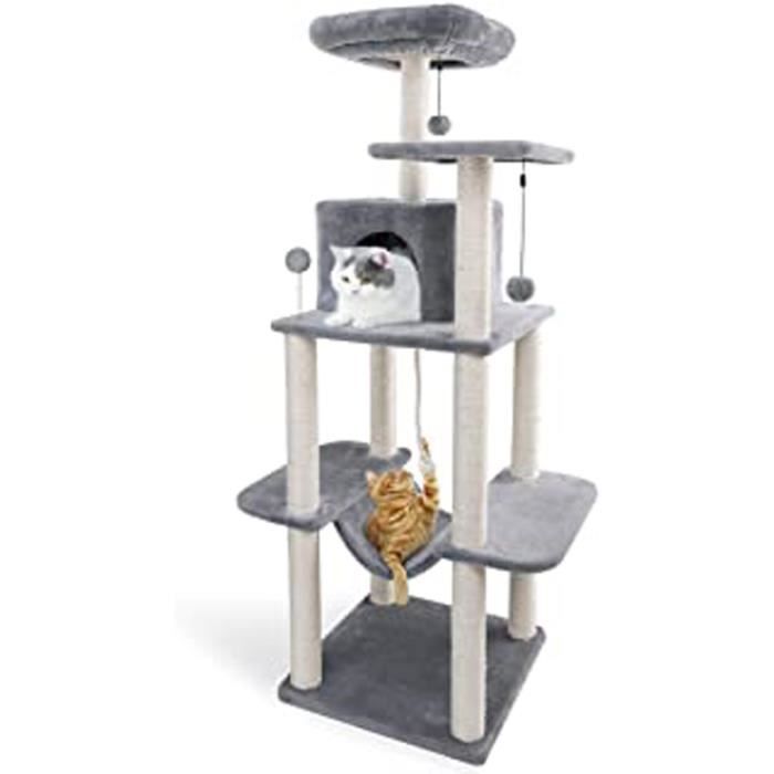 Essentials Grand Arbre A Chat Avec Hamac Et Niche Arbre Chat De 4 Etages Avec Jouet Poteaux En Sisal 75 49 153cm Cdiscount Animalerie