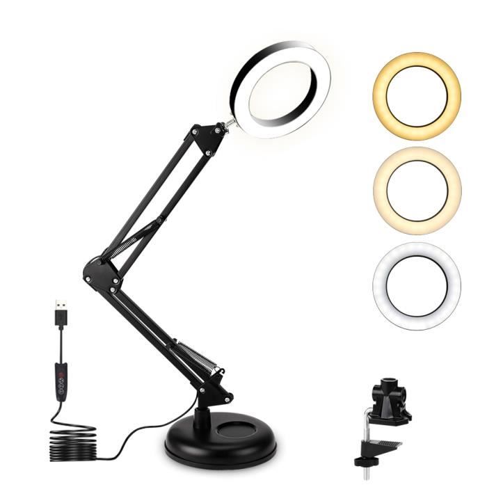 Lampe De Bureau USB à Pince Avec Col Flexible - 6W, Lumière Chaude/froide, Parfaite Pour Lire Au Lit Ou Travailler