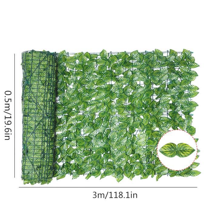Treillis De Jardin Avec Feuilles Artificielles 40x200cm - Mur De Haie Extensible Avec Fleurs