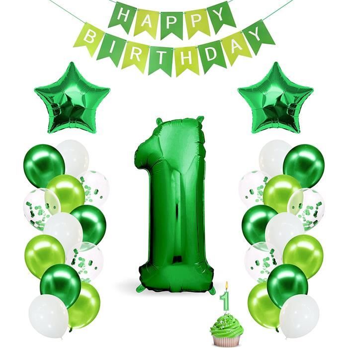 Kit Déco 1er Anniversaire Garçon – Ballons, Bannière Happy Birthday, Couronne, Boîtes ONE – Thème Bleu, Blanc, Or