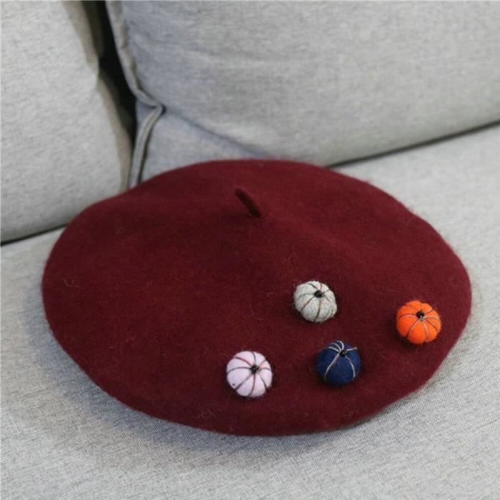 Béret Rouge En Laine Avec Clips - Style Français Rétro Pour Femme
