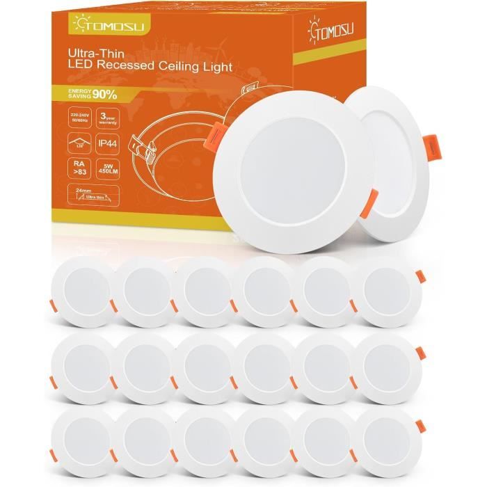 Emos Spot LED encastrable 230V, 5W / 450lm | Spot LED Extra Plat 50° orientable, blanc chaud