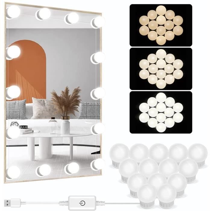 éclairage dappoint Riuty kit de lumière LED pour Miroir,Miroir Lumineux de Maquillage Miroir LED avec gradateur Intelligent pour Maquillage décoration 