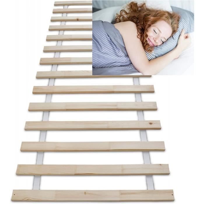 Lattes sans cadre - BB LOISIR - 90x200cm - 14 lattes en bois massif - Soutien ferme - Fabriqué en Europe