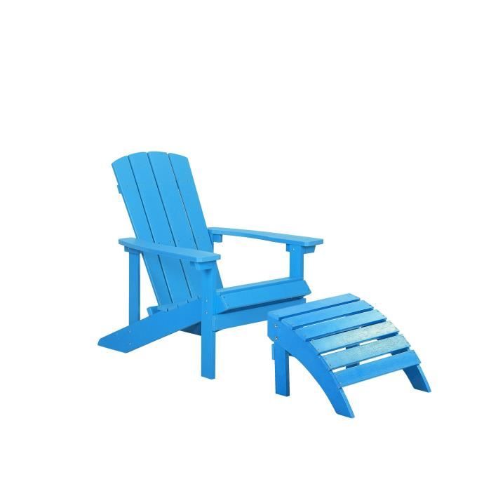 Fauteuil bas de jardin bleu avec repose-pied ADIRONDACK