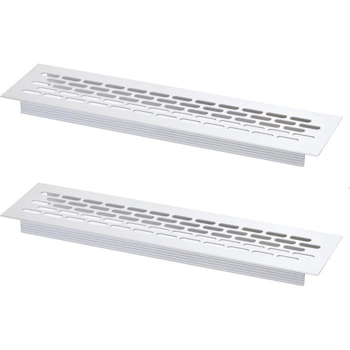 Grille D'aération Rectangulaire En Alliage D'aluminium Noir - 60x350 Mm - Pour Armoire, Salle De Bain, PC - 8