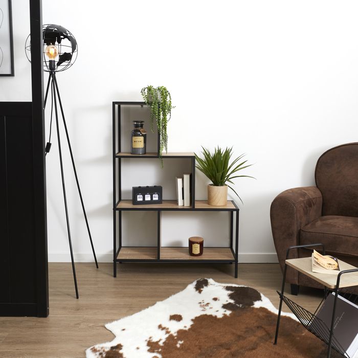 Etagere - HOME DECO FACTORY - Edison - Industriel - Vintage - Noir et Marron