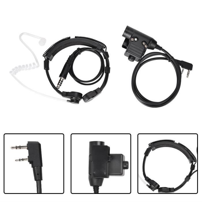 Casque Micro Gorge Invisible Pour Talkie-Walkie UV-5R UV-5RE – Tube Transparent, Double Micro, Confort Longue Durée, Anti-Bruit