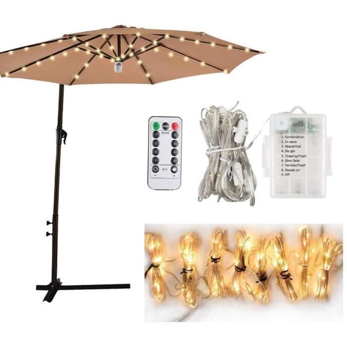 Duokon Guirlande lumineuse pour parasol de jardin avec LED et télécommande
