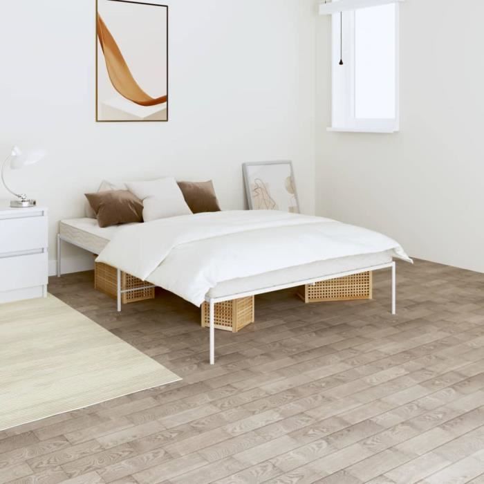 FAMIROSA Cadre de Lit Métal Blanc 120x190 cm-910