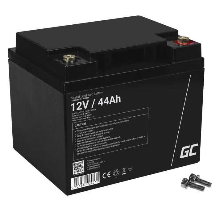 GreenCell® Rechargeable Batterie AGM 12V 44Ah accumulateur au Gel Plomb Cycles sans Entretien VRLA Battery étanche