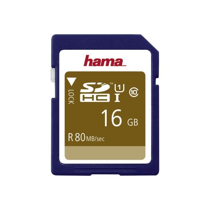 Carte mémoire flash HAMA - 16 Go - Class10 SDHC UHS-I