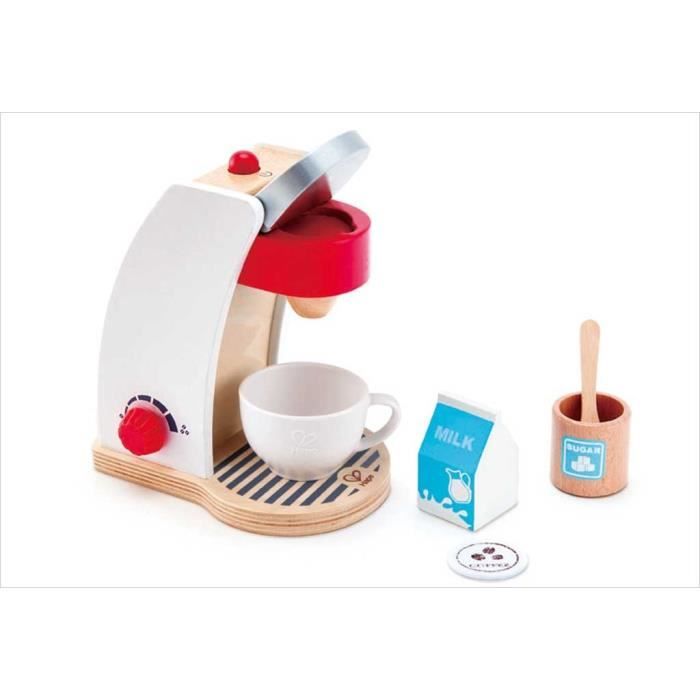 Machine à café pour enfant blanche Hape - Jeu dimitation - Bois - 5 pièces - 17 5 x 10 6 x 19 6 cm