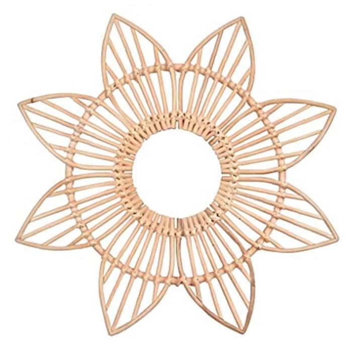 Rotin Miroir Cadre Photo De Fleur Tenture Miroir Cadre Pour Salon Chambre Decoration Cdiscount Maison
