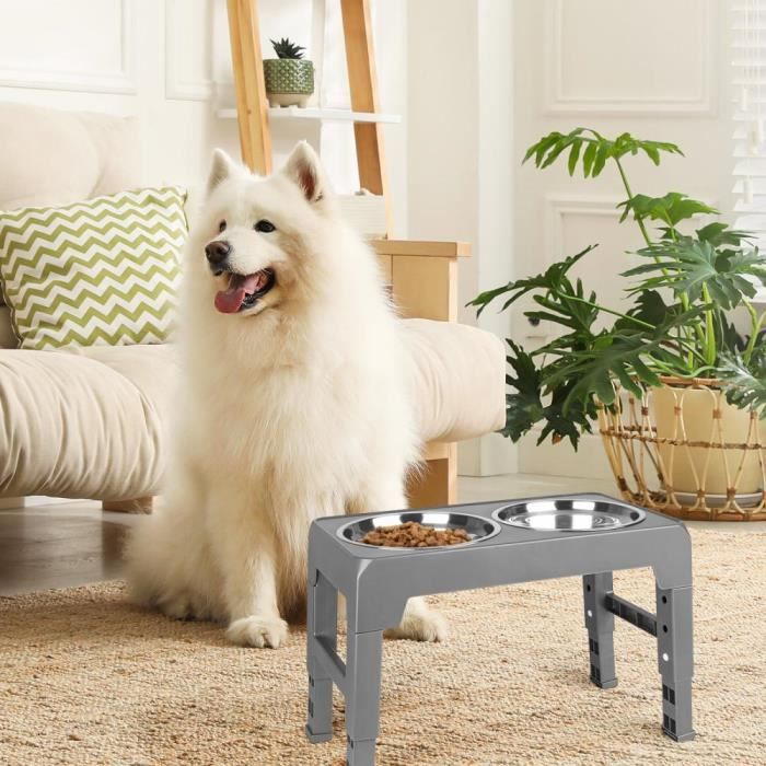 Meilleurs prix pour Gamelle Chien - HOMEWELL - YIYI - Réglable en Hauteur - 2 Bols Acier Inoxydable - Antidérapante