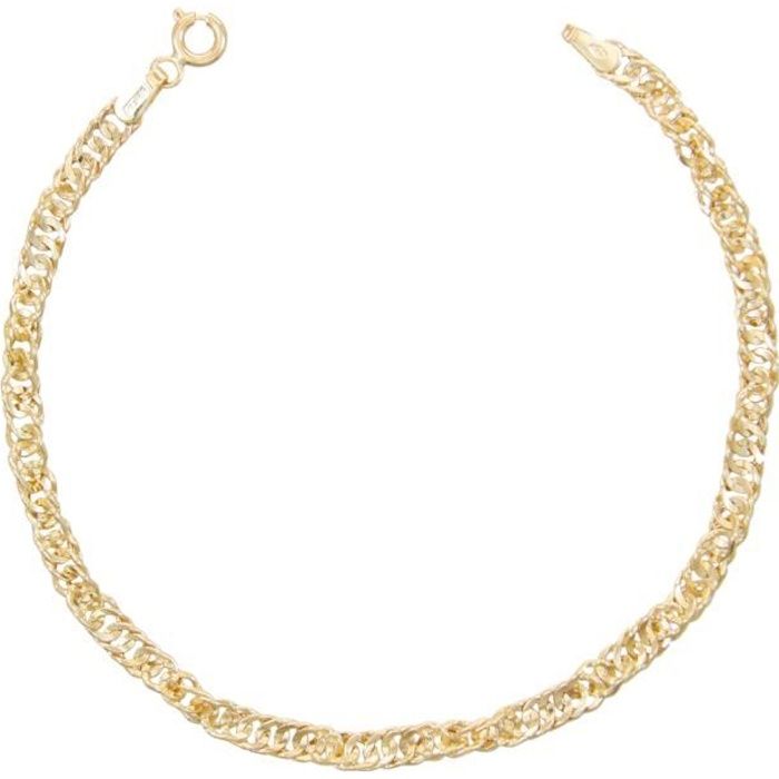 Bracelet Femme Or Jaune Véritable - Maille Singapour - LATELIER DAZUR - 18cm - Adulte - Doré - Femme Bracelet Femme Or Jaune Véritable - Maille Singapour - LATELIER DAZUR - 18cm - Adulte - Doré - Femme