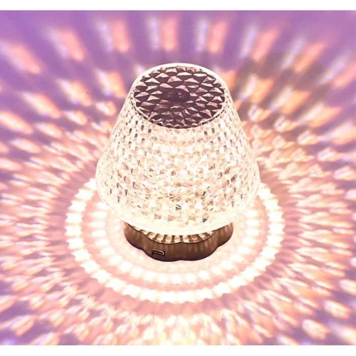Lampe de Table en Cristal Lampe de Chevet LED Sensible au Toucher Lampe Nuit Tactile avec 16 Couleurs Changeantes
