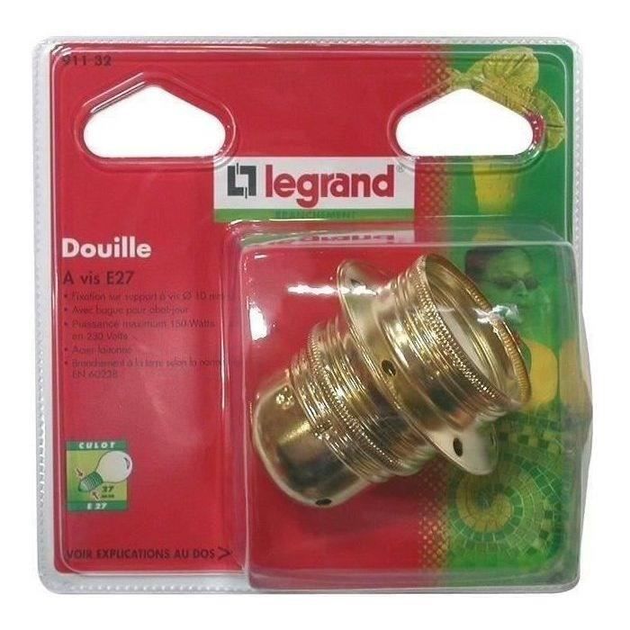 LEGRAND Douille E27 métallique fileté + 2 bagues